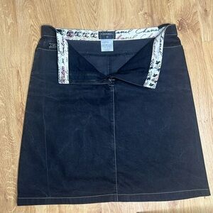 Chanel Sz 42 / US 12 Charcoal Black 100% Cotton Denim Skirt